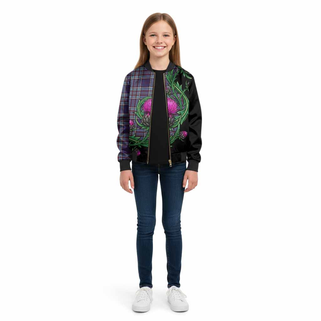 RCAF Tartan Kid Bomber Jacket Resilient Scottish Thistle - Tartan Vibes Clothing