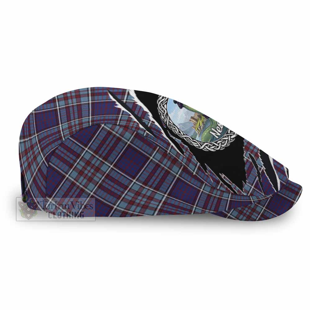 RCAF Tartan Loch Ness Monster Flat Cap, Jeff Cap Celtic Knot Nessie Art