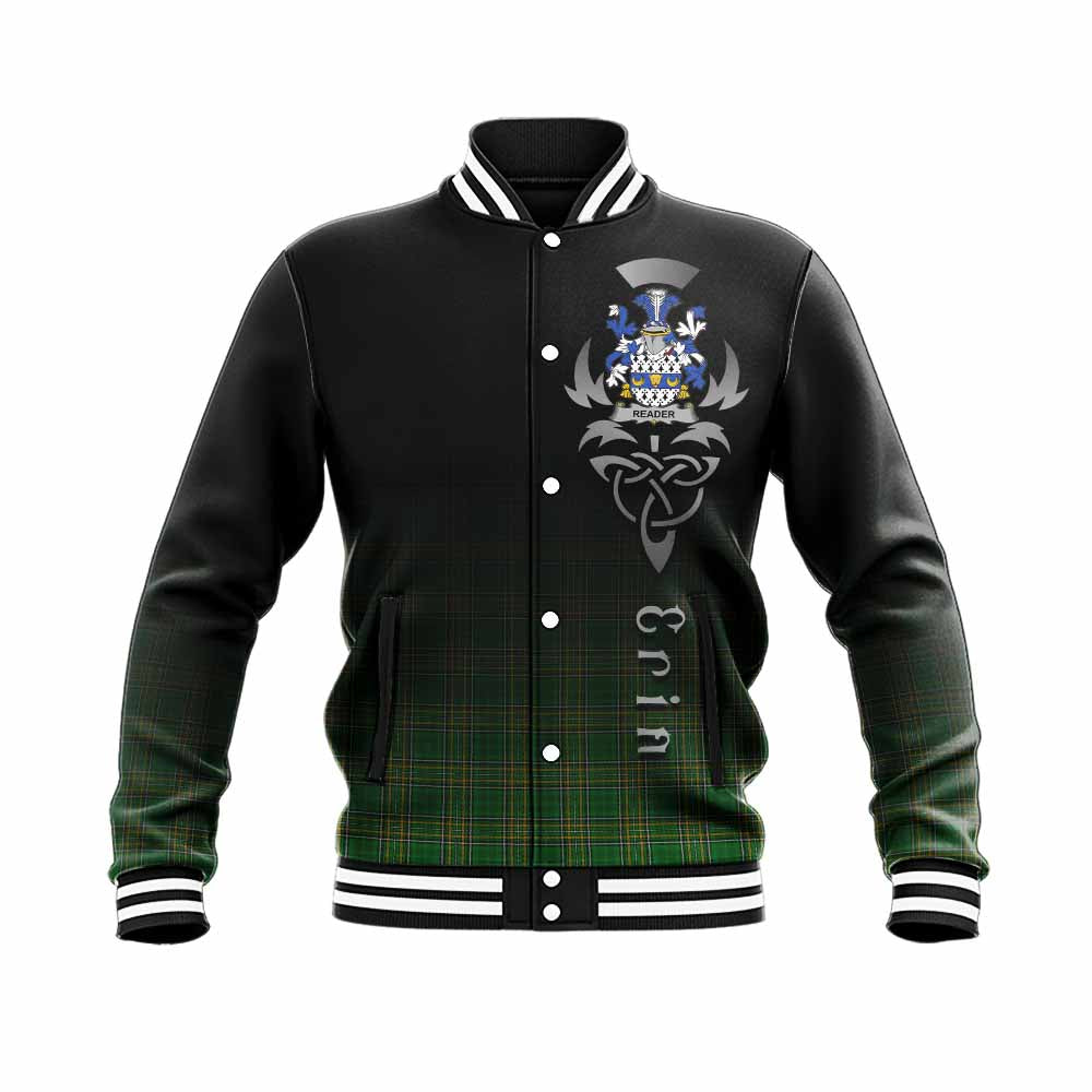 Reader Irish Clan Baseball Jacket with Coat of Arms Erin Go Bragh Celtic Inspired Unisex - Tartan Vibes Clothing