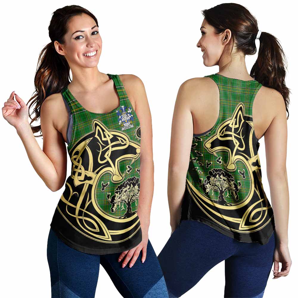 Reader Irish Tartan Women's Racerback Tanks with Coat of Arms Celtic Wolf Style 4XL - Tartan Vibes Clothing