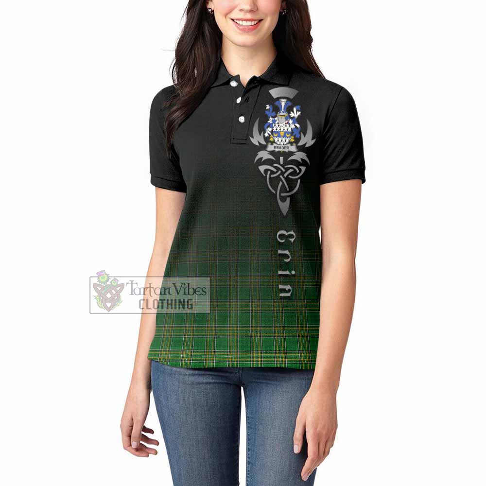 Reader Irish Clan Women's Polo Shirt with Coat of Arms Erin Go Bragh Celtic Inspired - Tartan Vibes Clothing