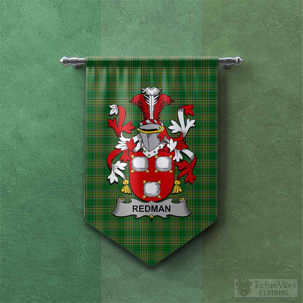 Tartan Vibes Clothing Redman Irish Clan Tartan Gonfalon, Tartan Banner with Coat of Arms