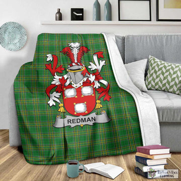 Redman Irish Clan Tartan Blanket with Coat of Arms