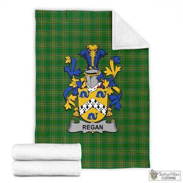 Tartan Vibes Clothing Regan Irish Clan Tartan Blanket with Coat of Arms