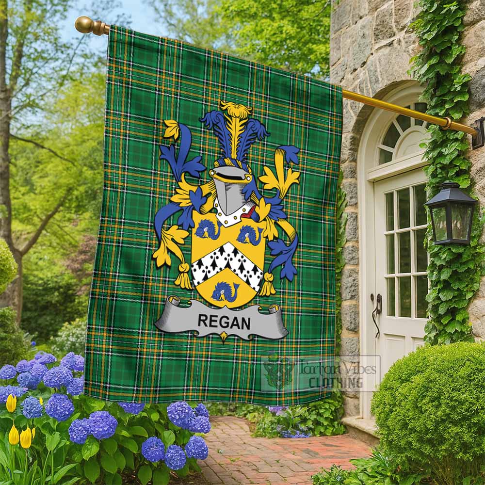 Regan Irish Clan Tartan Flag with Coat of Arms