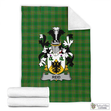Tartan Vibes Clothing Reid Irish Clan Tartan Blanket with Coat of Arms