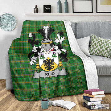 Tartan Vibes Clothing Reid Irish Clan Tartan Blanket with Coat of Arms