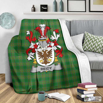 Tartan Vibes Clothing Reidy Irish Clan Tartan Blanket with Coat of Arms