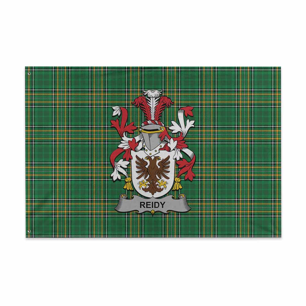 Tartan Vibes Clothing Reidy Irish Clan Tartan House Flag with Coat of Arms