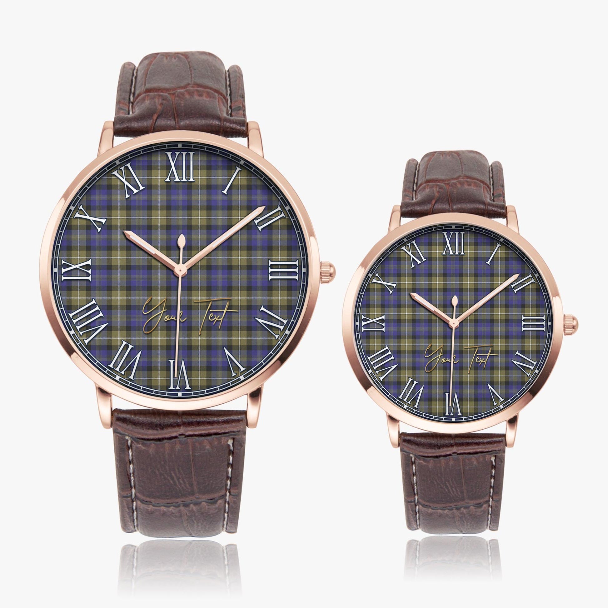 Rennie Tartan Personalized Your Text Leather Trap Quartz Watch - Tartan Vibes Clothing