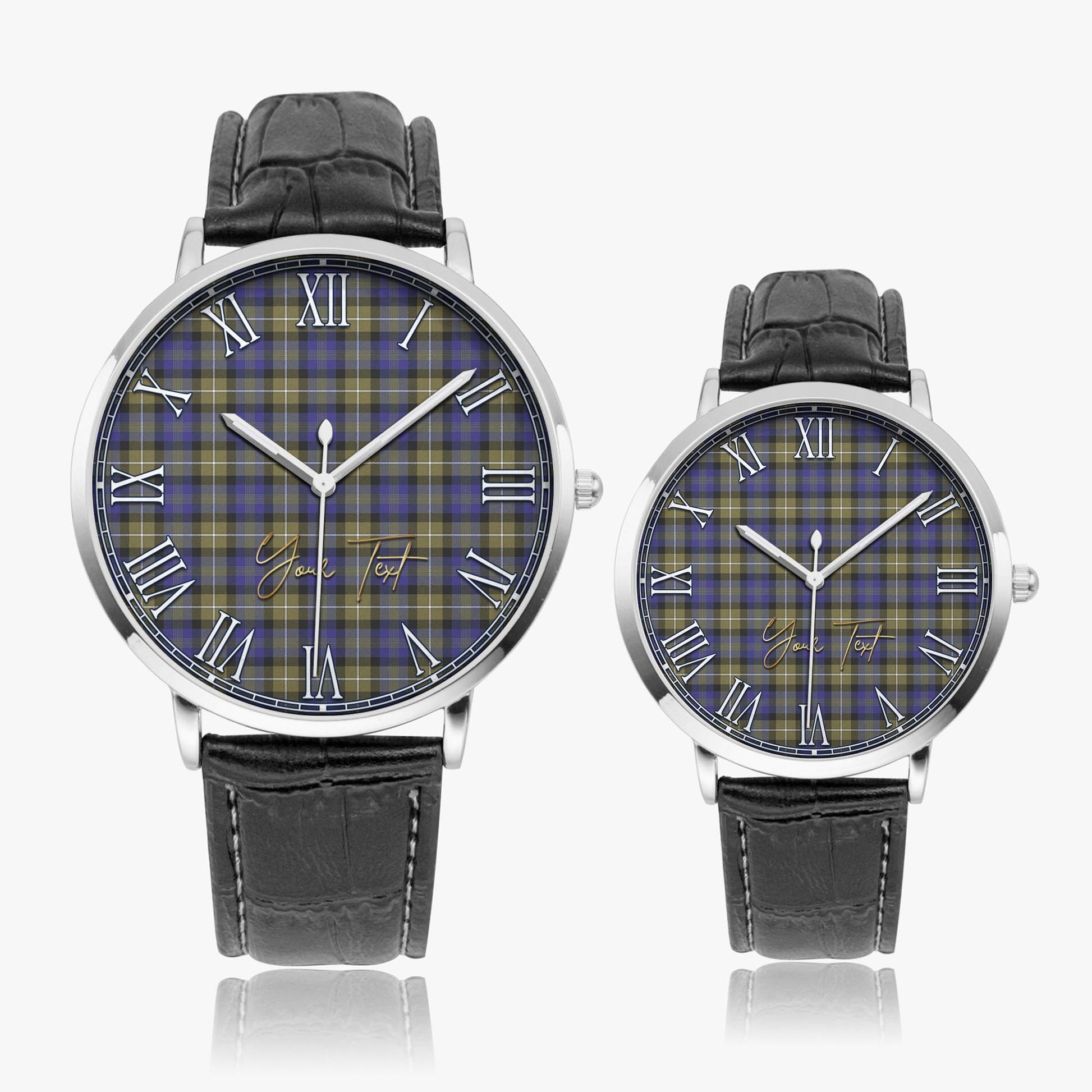 Rennie Tartan Personalized Your Text Leather Trap Quartz Watch - Tartan Vibes Clothing
