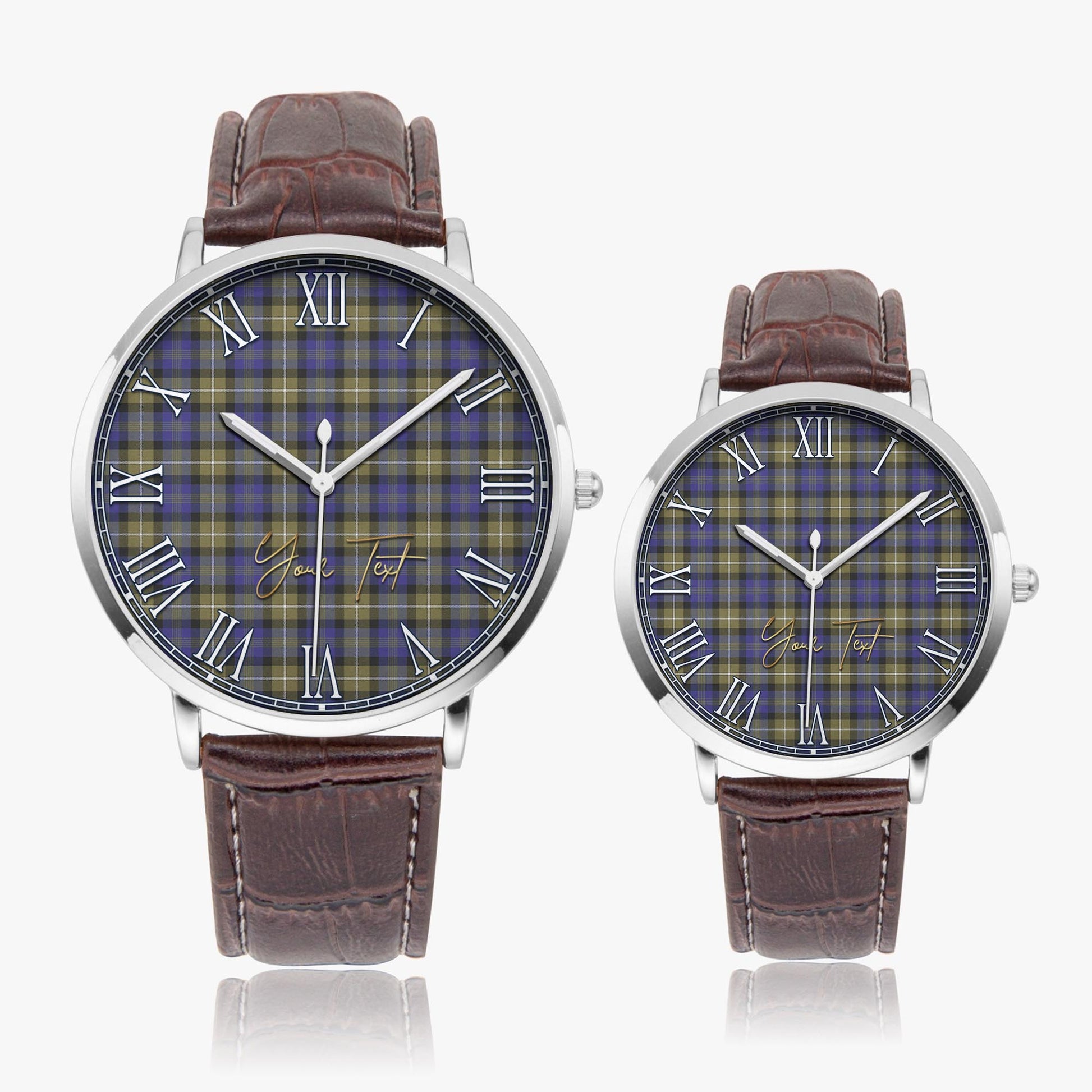 Rennie Tartan Personalized Your Text Leather Trap Quartz Watch - Tartan Vibes Clothing