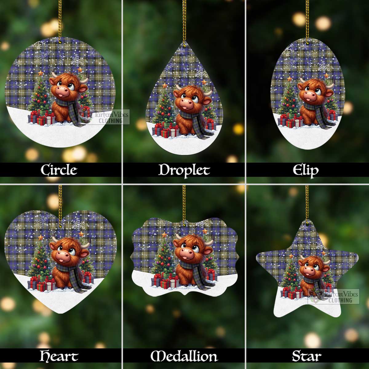 Rennie Tartan Christmas Aluminium Ornament with Adorable Highland Coo Aluminium - Tartan Vibes Clothing