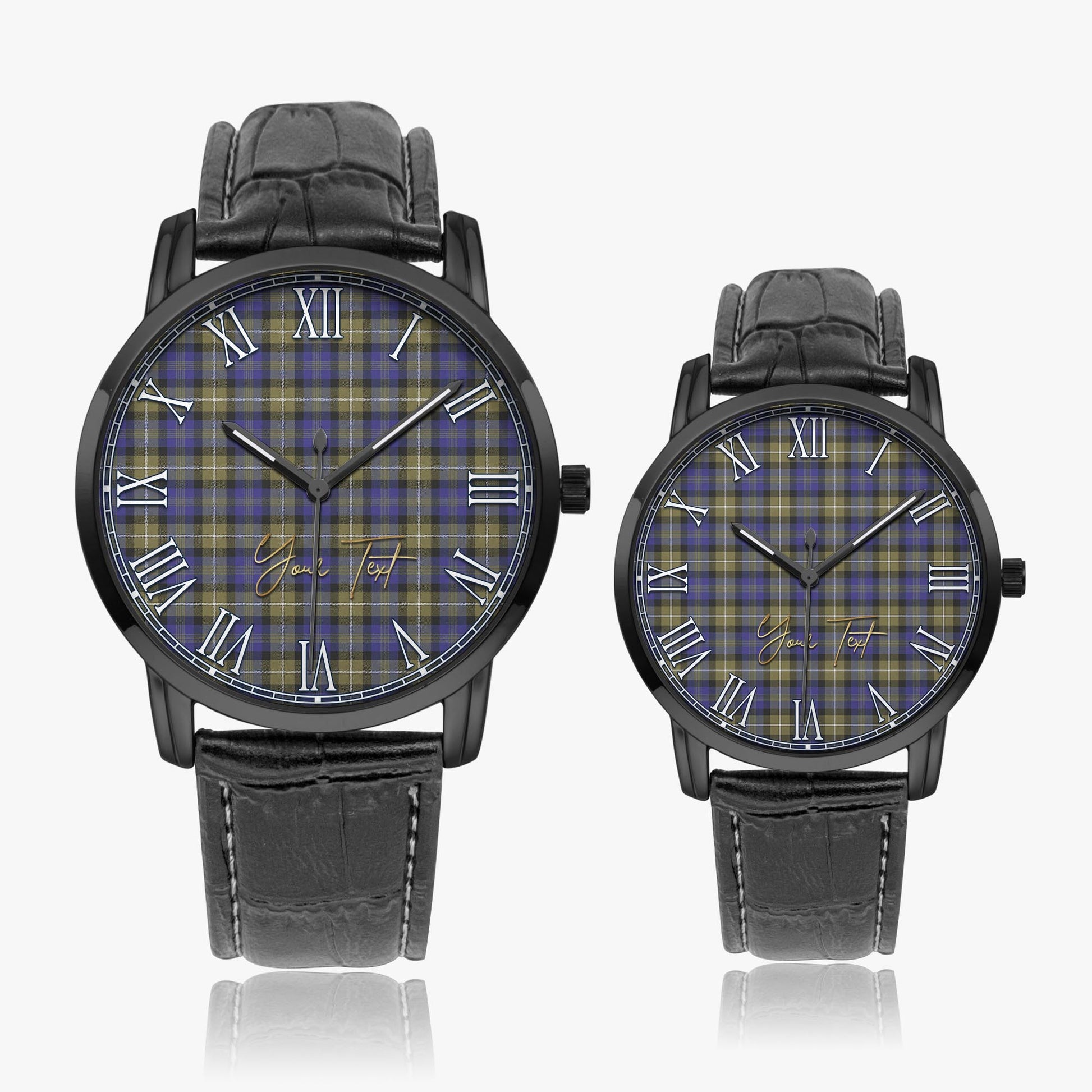 Rennie Tartan Personalized Your Text Leather Trap Quartz Watch Wide Type - Tartan Vibes Clothing