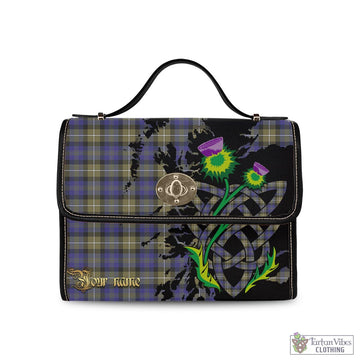 Rennie Tartan Waterproof Canvas Bag with Scotland Map and Thistle Celtic Accents