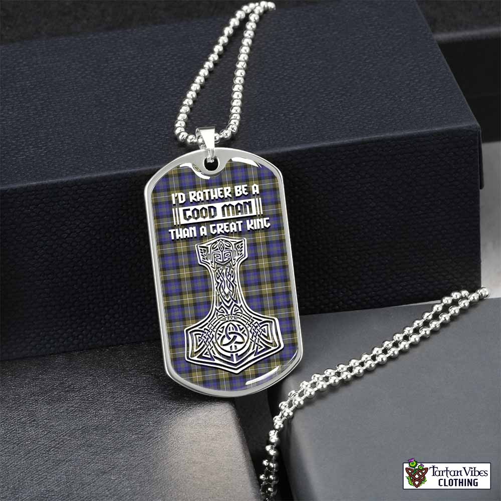 Rennie Tartan Dog Tag Necklace Viking Mjolnir Style Silver No - Tartan Vibes Clothing