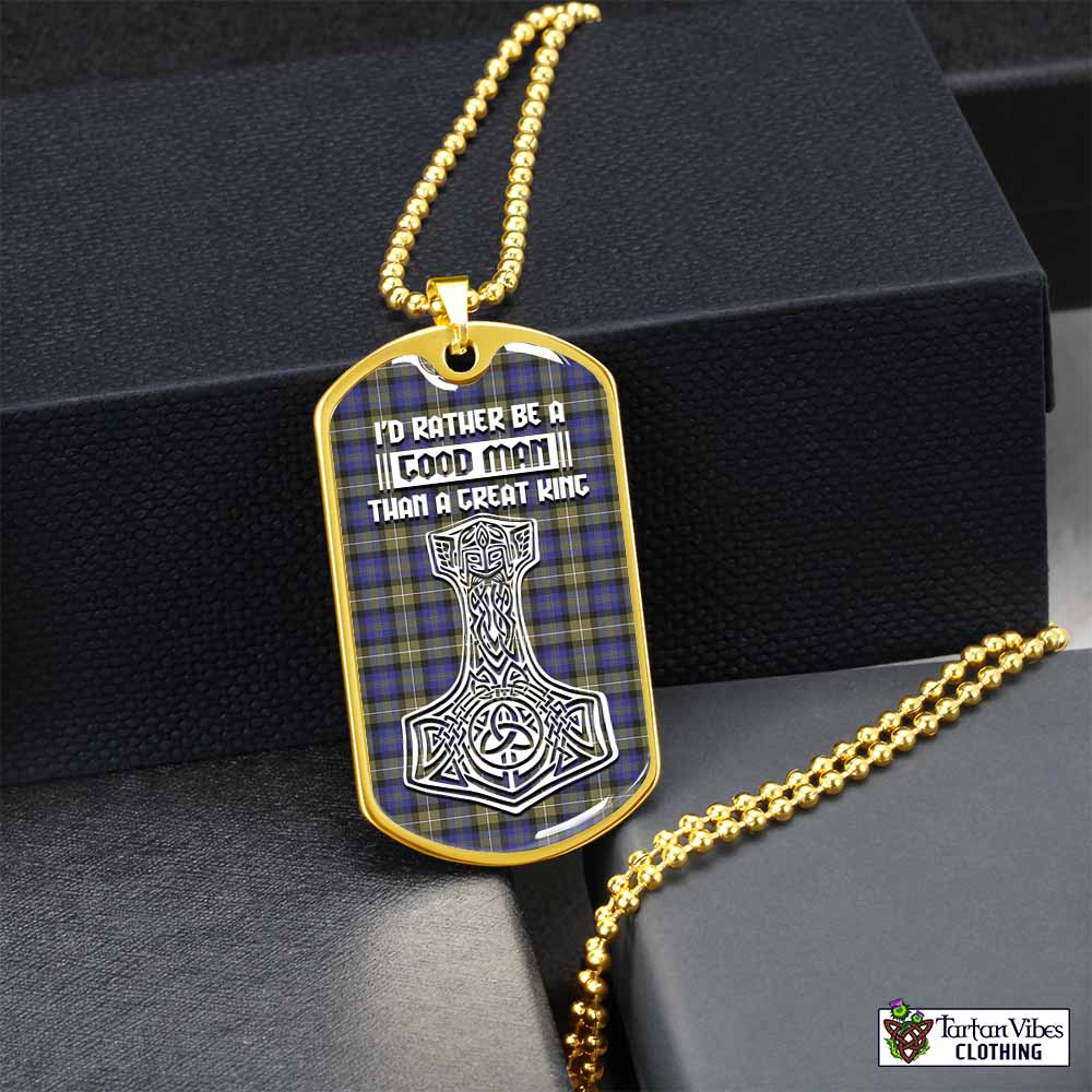Rennie Tartan Dog Tag Necklace Viking Mjolnir Style Gold No - Tartan Vibes Clothing
