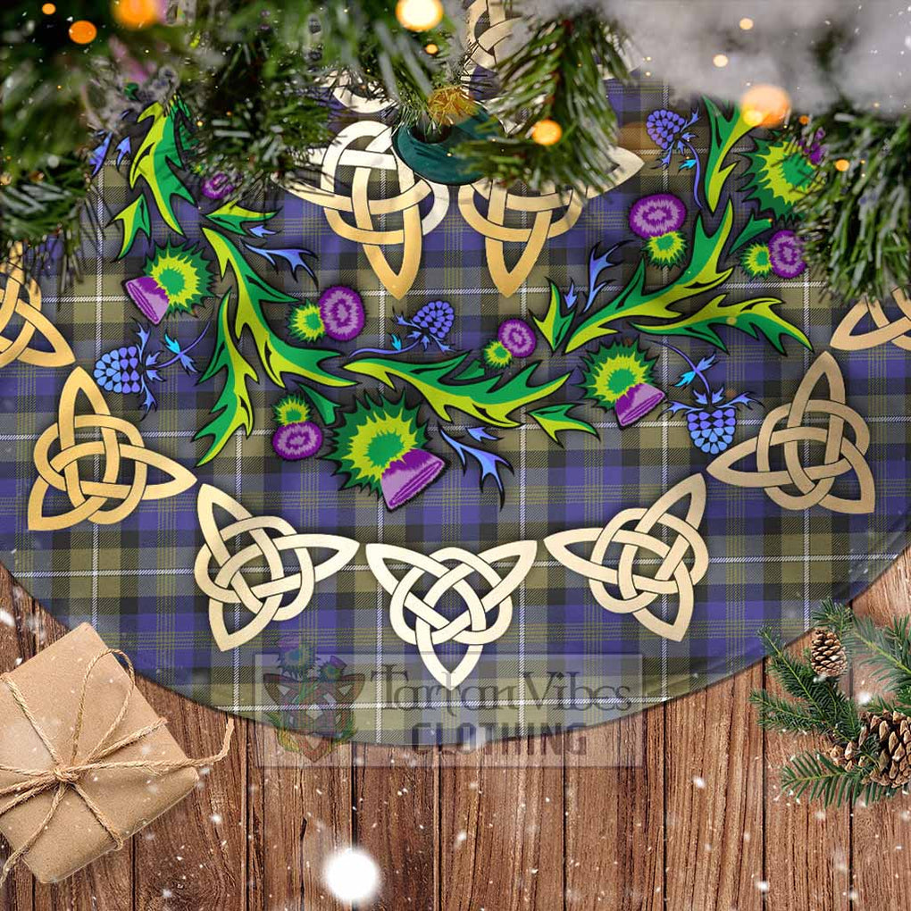 Tartan Vibes Clothing Rennie Tartan Christmas Tree Skirt with Thistle Celtic Knot Style