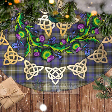 Tartan Vibes Clothing Rennie Tartan Christmas Tree Skirt with Thistle Celtic Knot Style