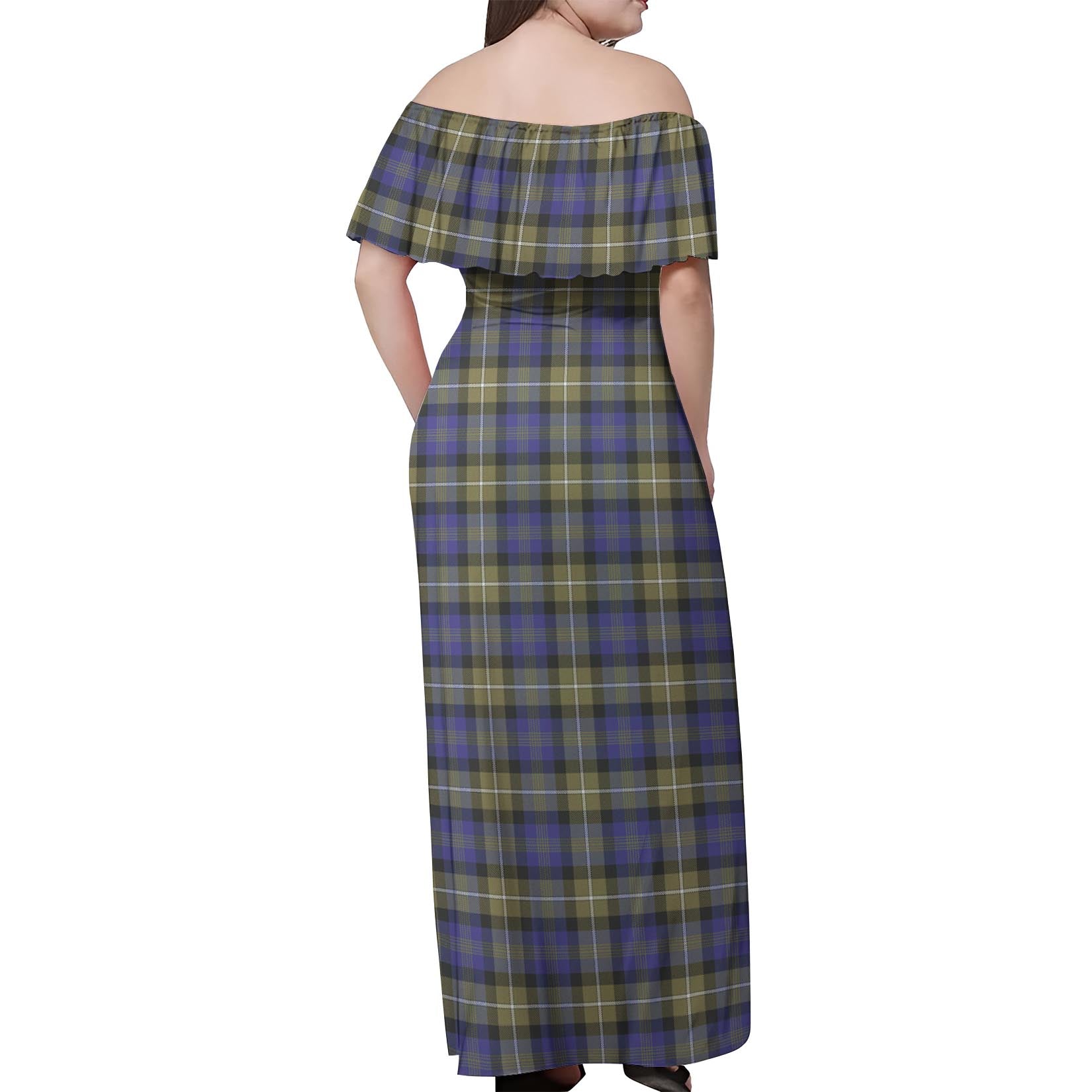 Rennie Tartan Off Shoulder Long Dress - Tartanvibesclothing