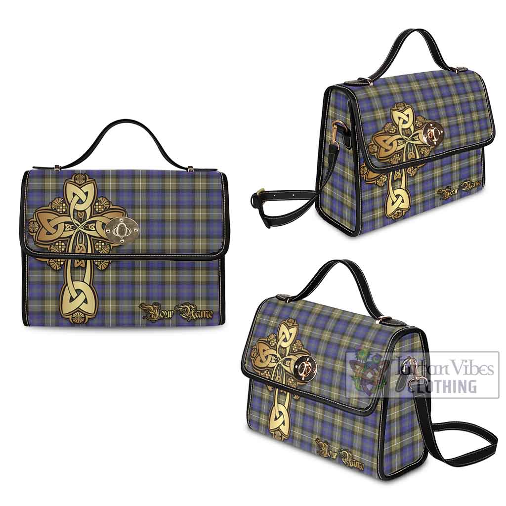 Tartan Vibes Clothing Rennie Tartan Waterproof Canvas Bag Golden Thistle Celtic Cross Style