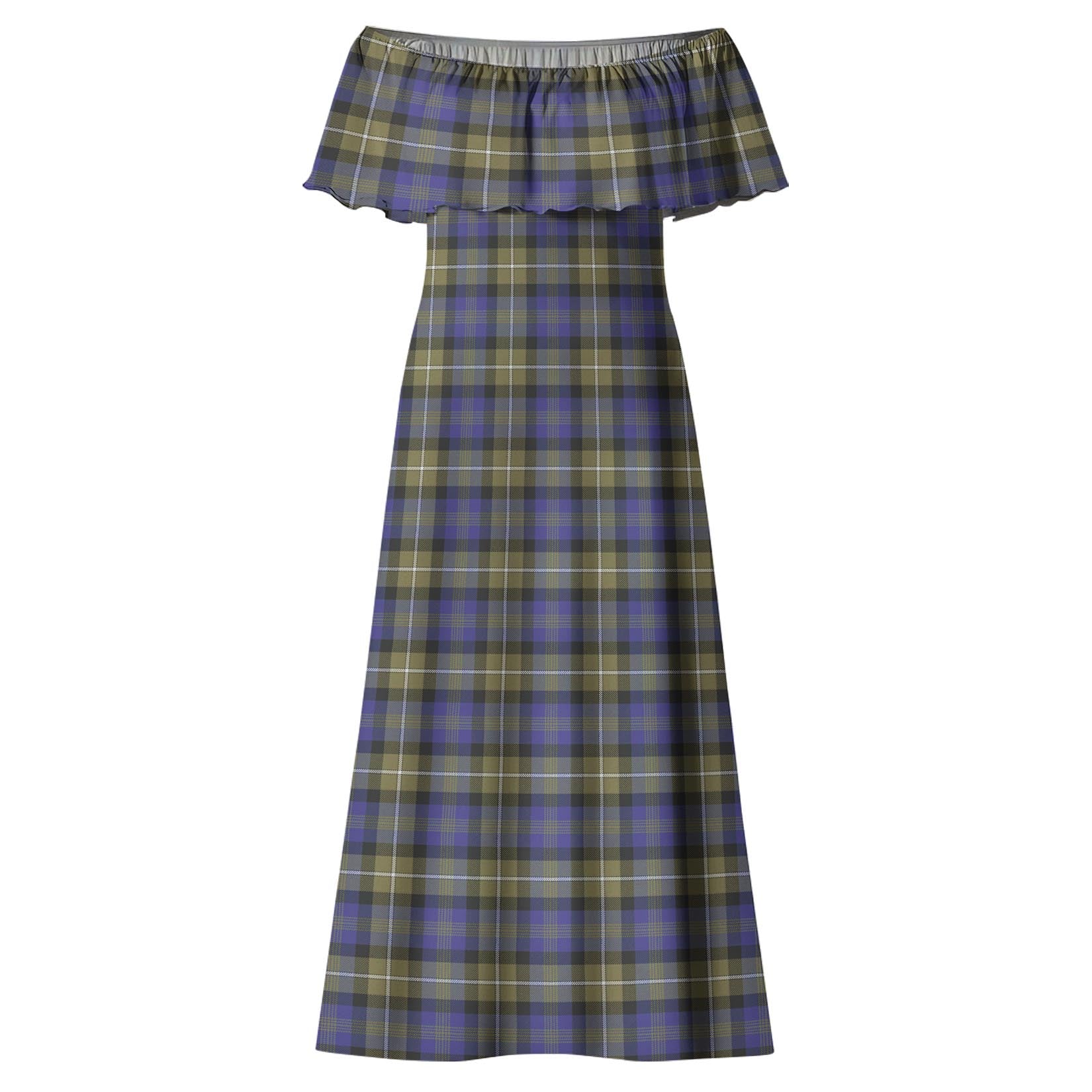 Rennie Tartan Off Shoulder Long Dress - Tartanvibesclothing