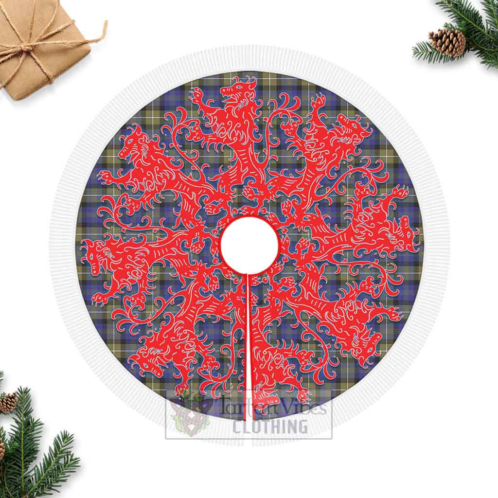 Rennie Tartan Christmas Tree Skirt Lion Rampant Style Fringed Tree Skirts - Tartan Vibes Clothing