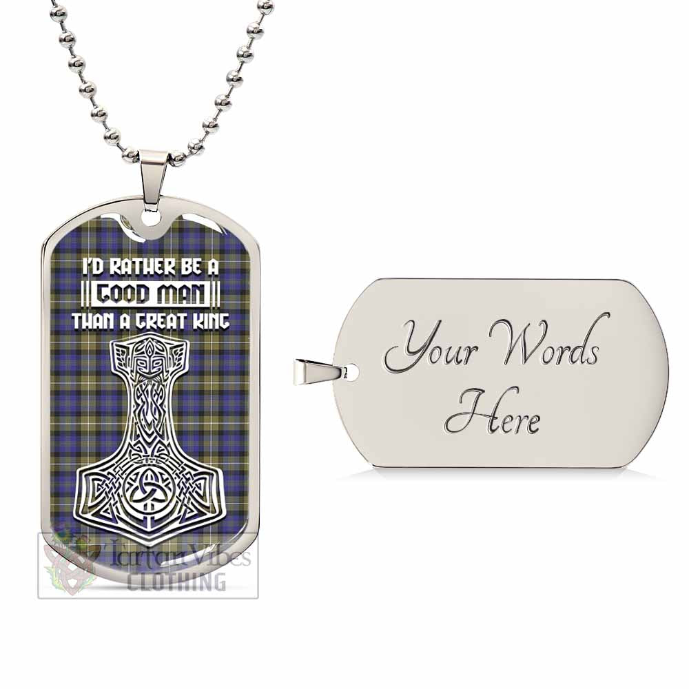 Rennie Tartan Dog Tag Necklace Viking Mjolnir Style Silver Yes - Tartan Vibes Clothing