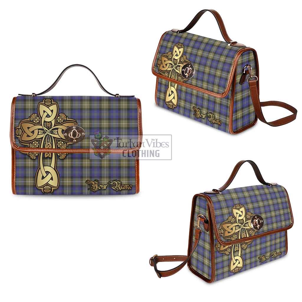 Tartan Vibes Clothing Rennie Tartan Waterproof Canvas Bag Golden Thistle Celtic Cross Style