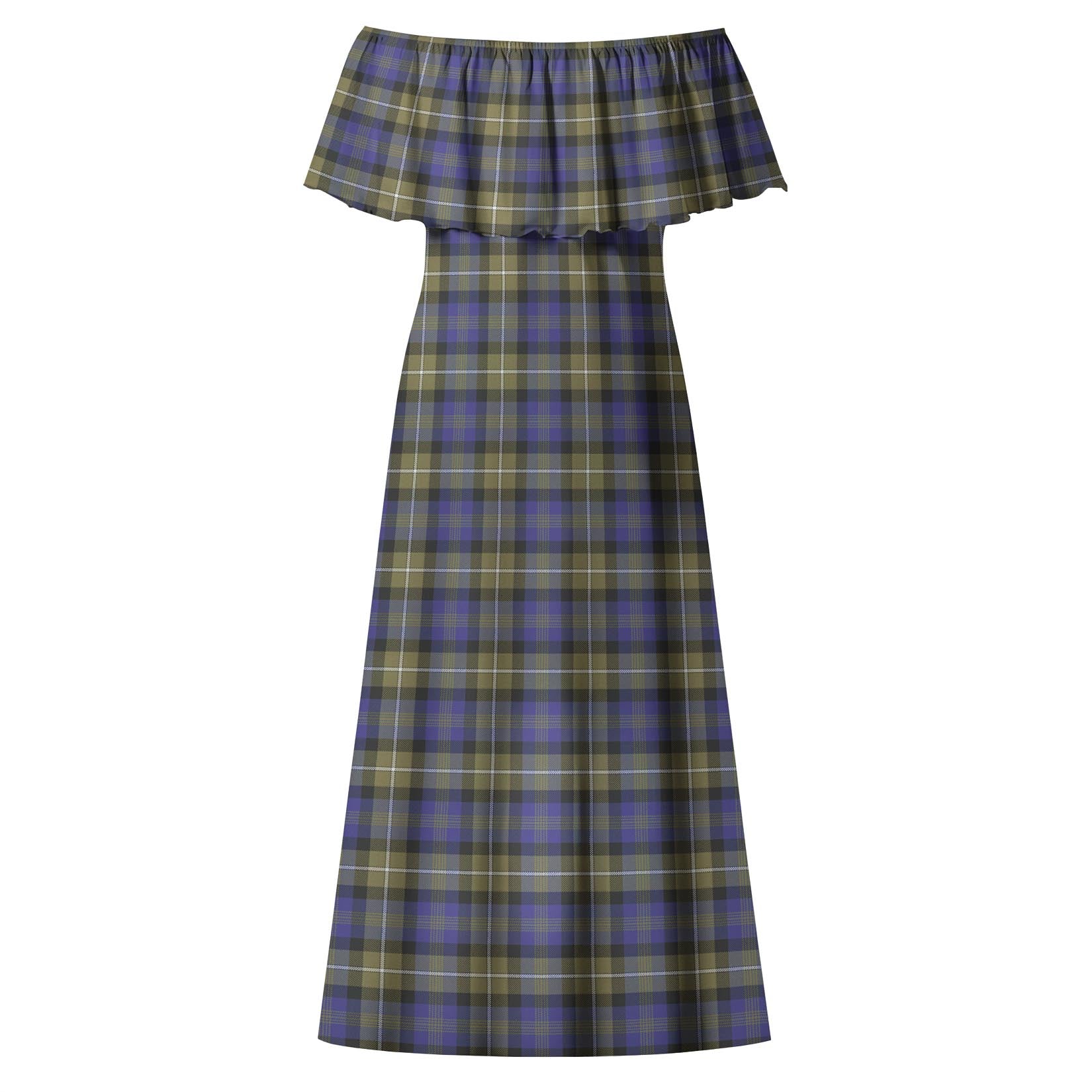 Rennie Tartan Off Shoulder Long Dress - Tartanvibesclothing