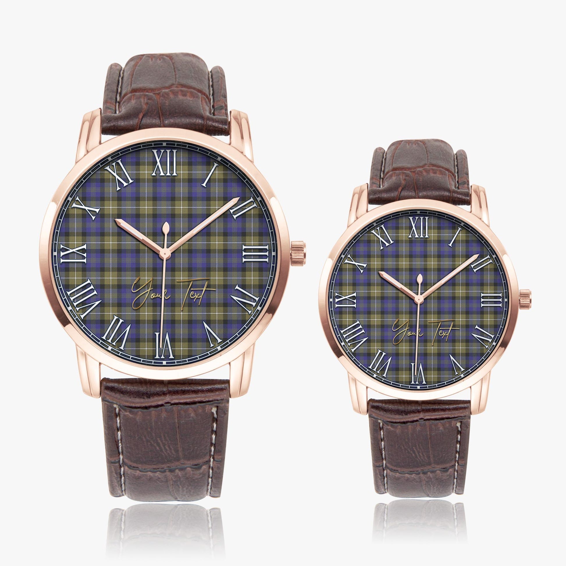 Rennie Tartan Personalized Your Text Leather Trap Quartz Watch - Tartan Vibes Clothing