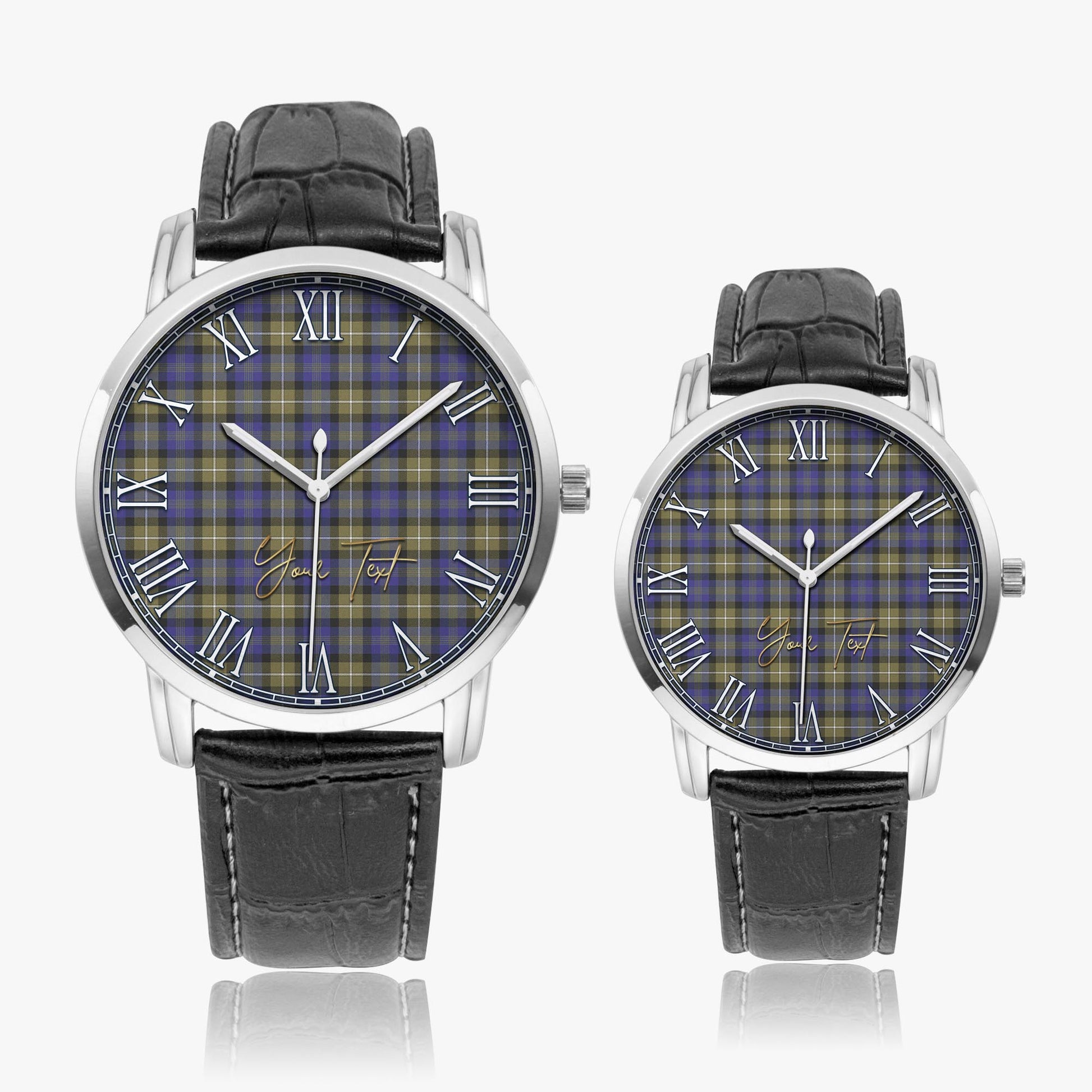 Rennie Tartan Personalized Your Text Leather Trap Quartz Watch - Tartan Vibes Clothing