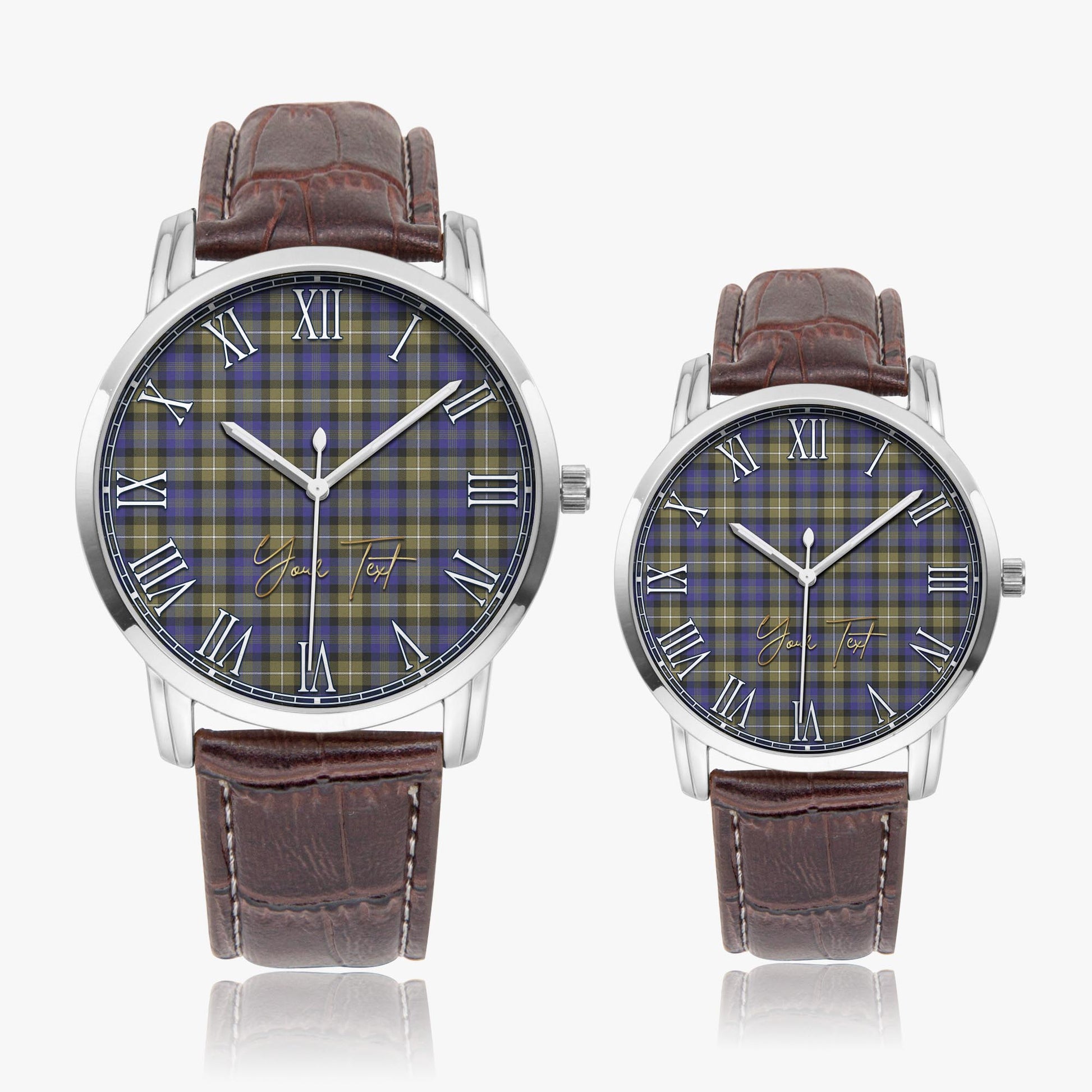Rennie Tartan Personalized Your Text Leather Trap Quartz Watch - Tartan Vibes Clothing
