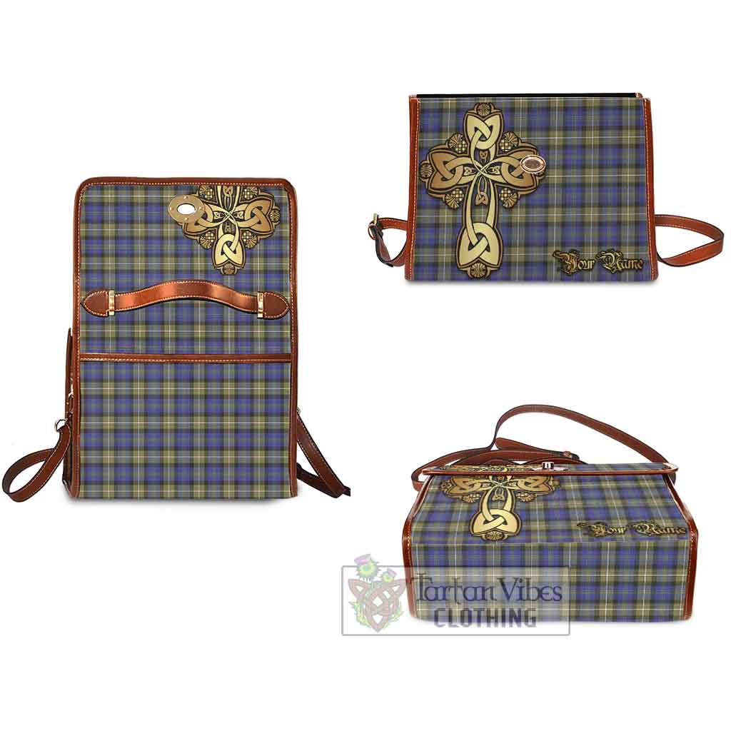 Tartan Vibes Clothing Rennie Tartan Waterproof Canvas Bag Golden Thistle Celtic Cross Style