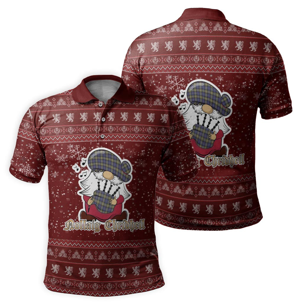 Rennie Clan Christmas Family Polo Shirt with Funny Gnome Playing Bagpipes - Tartanvibesclothing