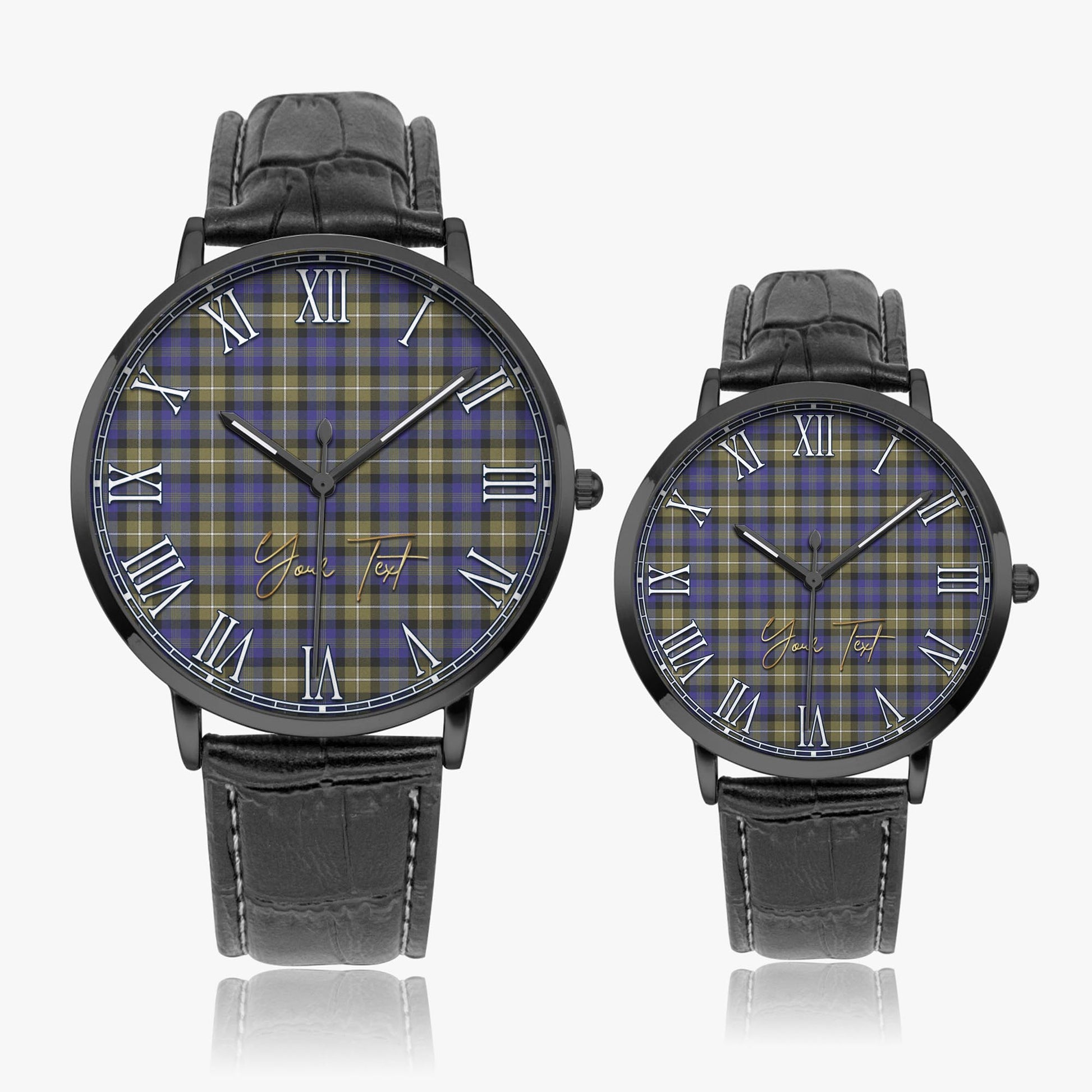 Rennie Tartan Personalized Your Text Leather Trap Quartz Watch - Tartan Vibes Clothing