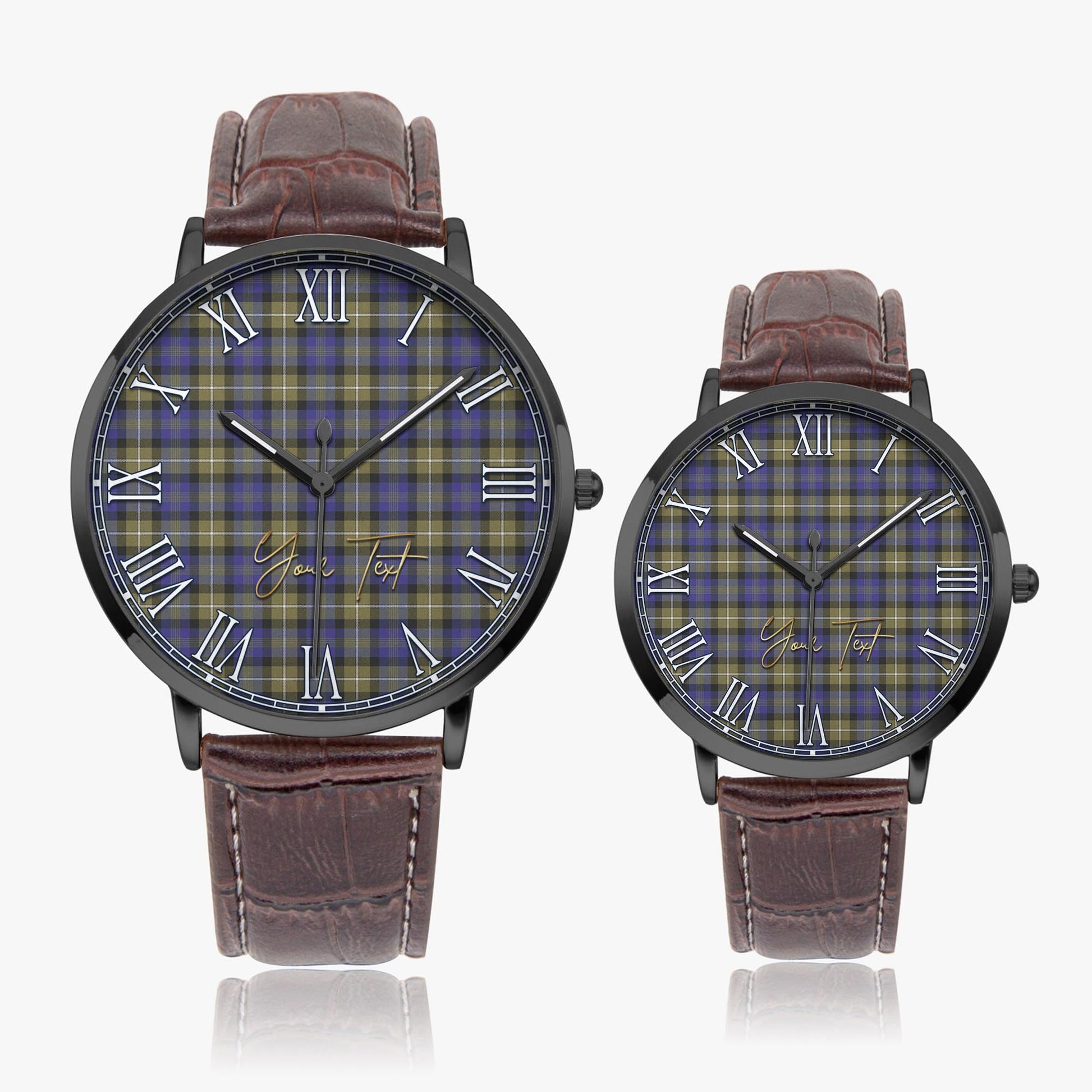Rennie Tartan Personalized Your Text Leather Trap Quartz Watch - Tartan Vibes Clothing