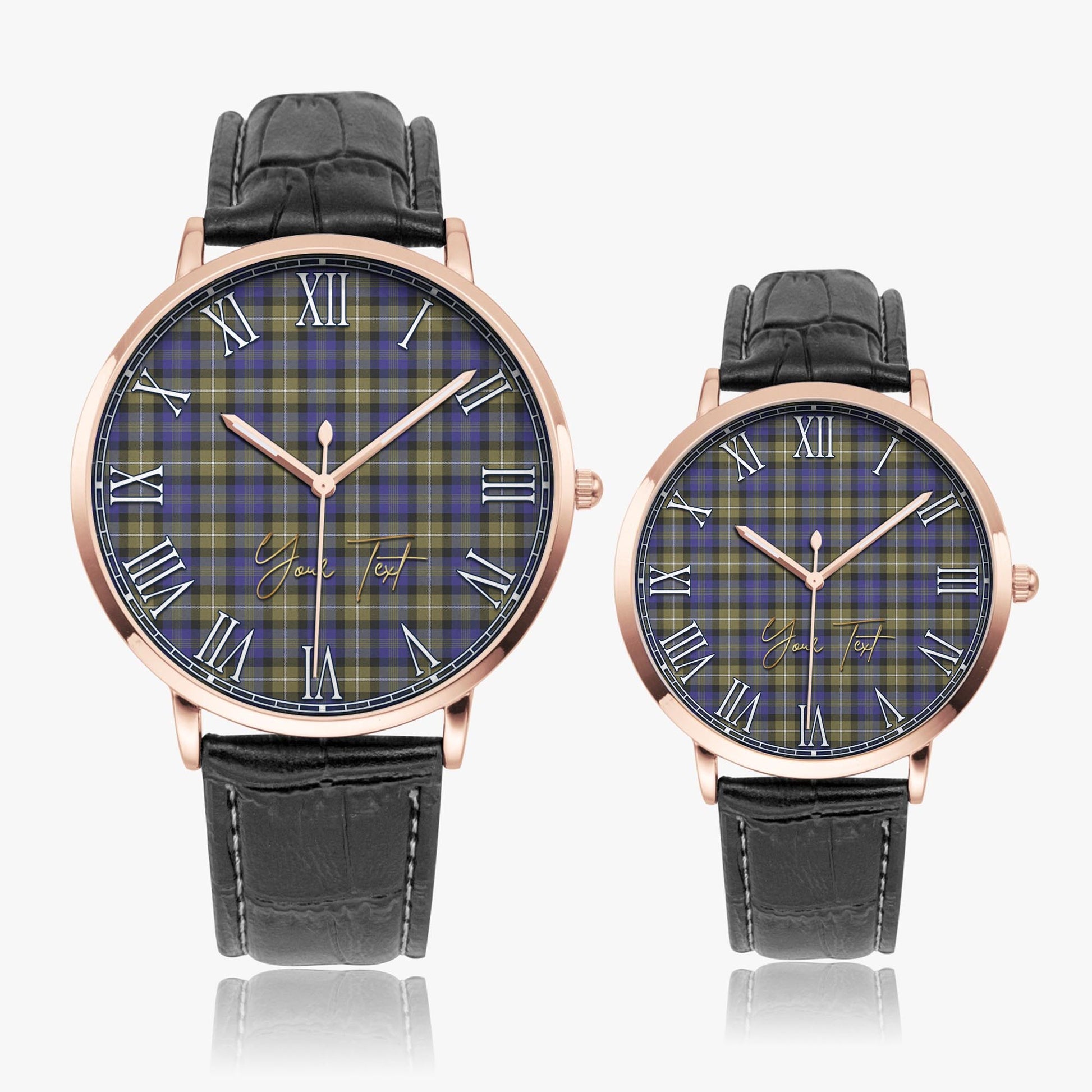 Rennie Tartan Personalized Your Text Leather Trap Quartz Watch - Tartan Vibes Clothing