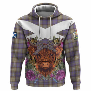 Rennie Tartan Hoodie Scottish Thistle Heilan Coo