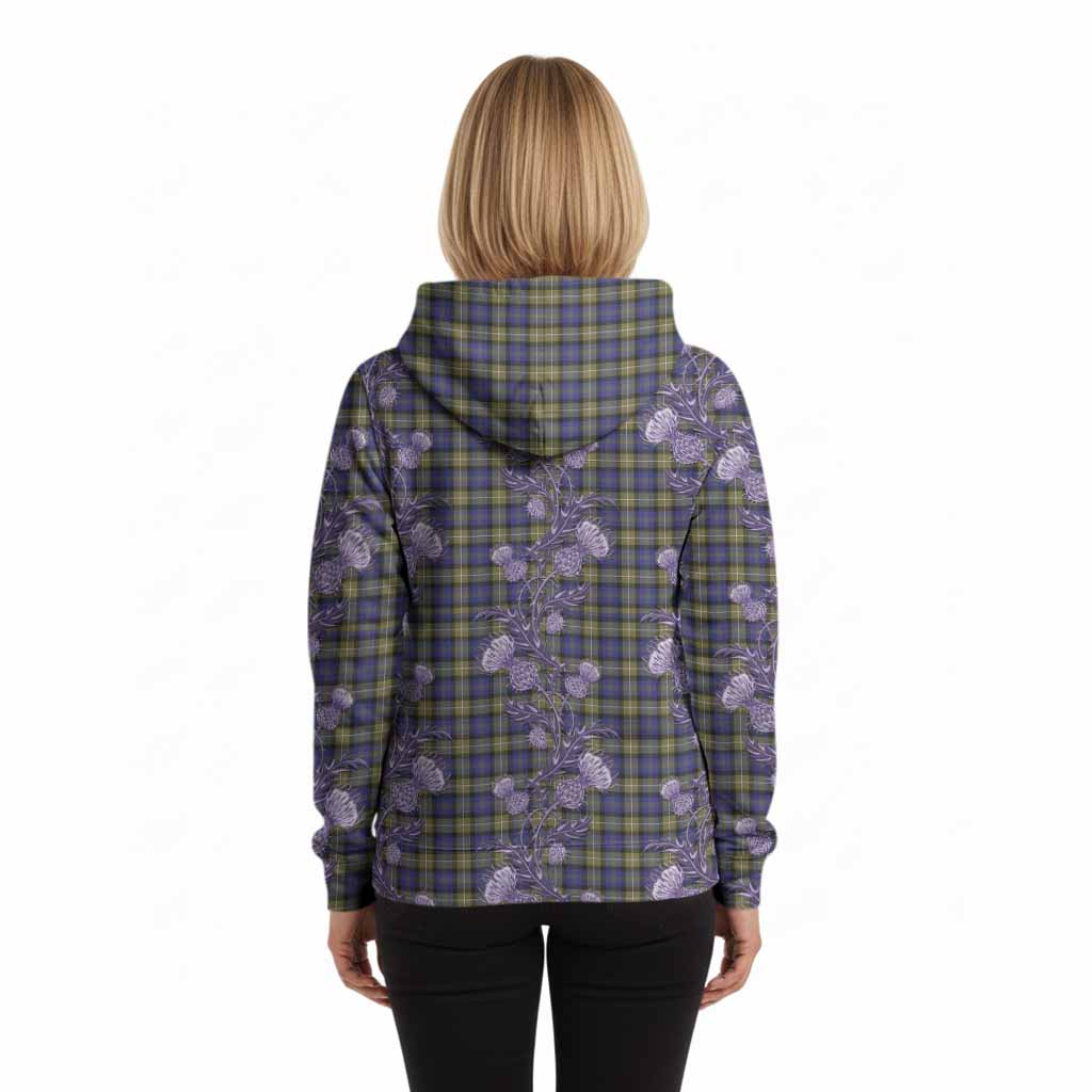 Rennie Tartan Hoodie Seamless Scottish Thistle Flowers