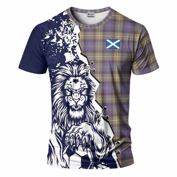 Rennie Tartan Scottish T-Shirt Angry Lion With Soccer Ball Style
