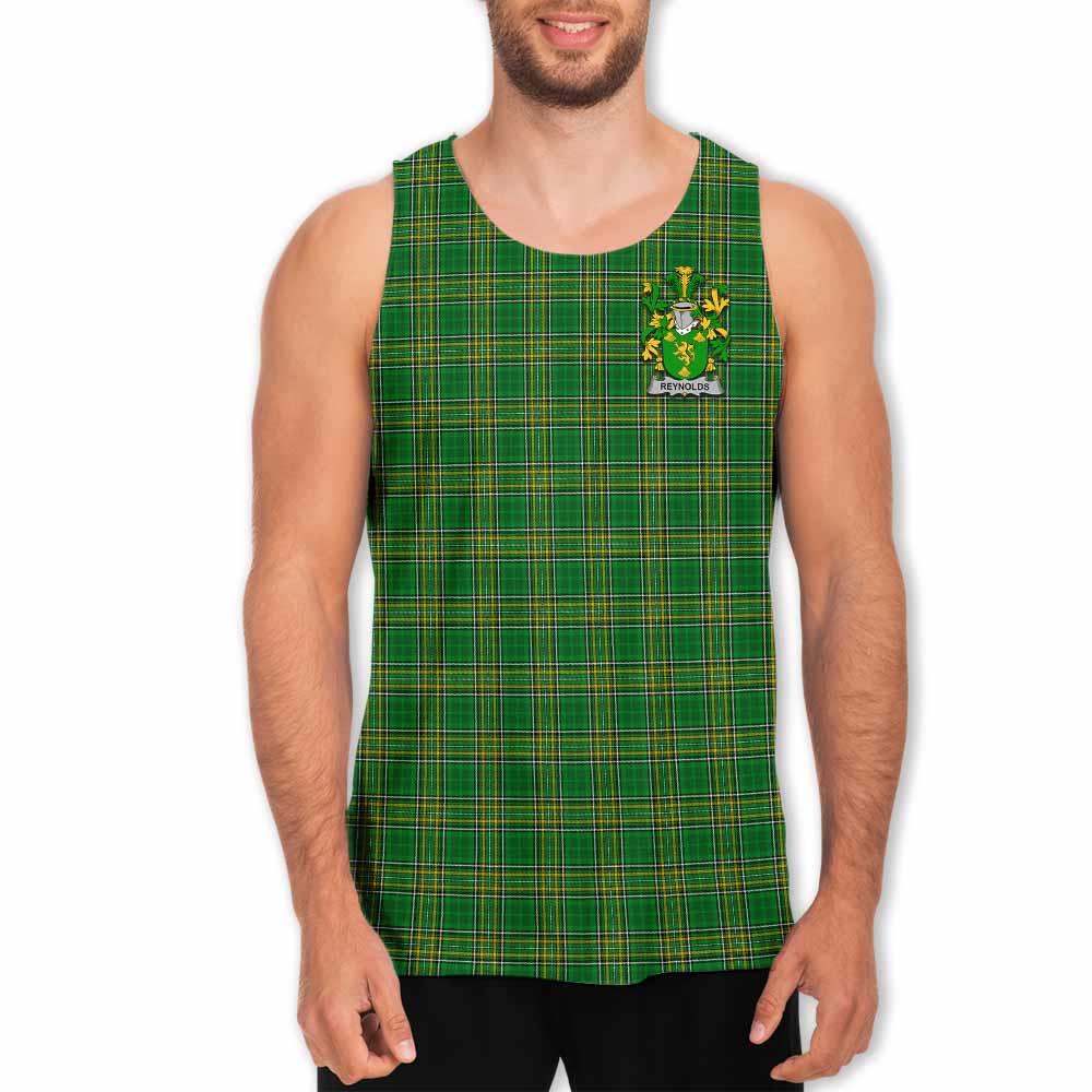 Tartan Vibes Clothing Reynolds Irish Clan Tartan Men's Tank Top with Coat of Arms
