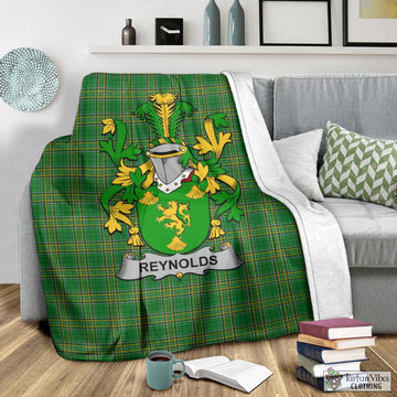 Tartan Vibes Clothing Reynolds Irish Clan Tartan Blanket with Coat of Arms