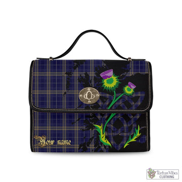 Tartan Vibes Clothing Rhys of Wales Tartan Waterproof Canvas Bag with Scotland Map and Thistle Celtic Accents