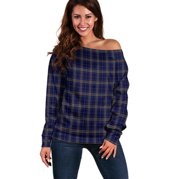 Rhys of Wales Tartan Off Shoulder Women Sweater