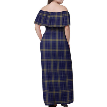 Rhys of Wales Tartan Off Shoulder Long Dress