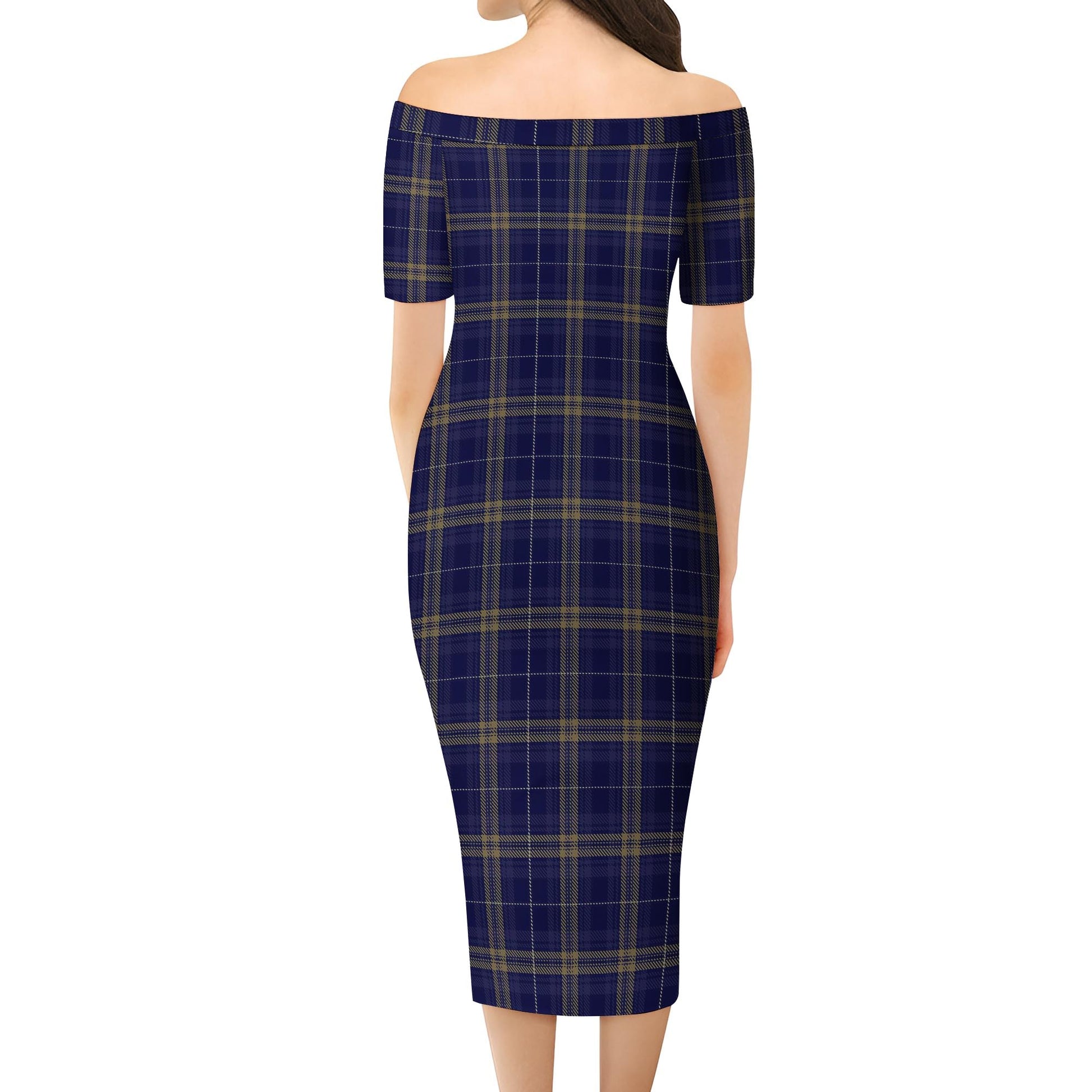 Rhys of Wales Tartan Off Shoulder Lady Dress - Tartanvibesclothing
