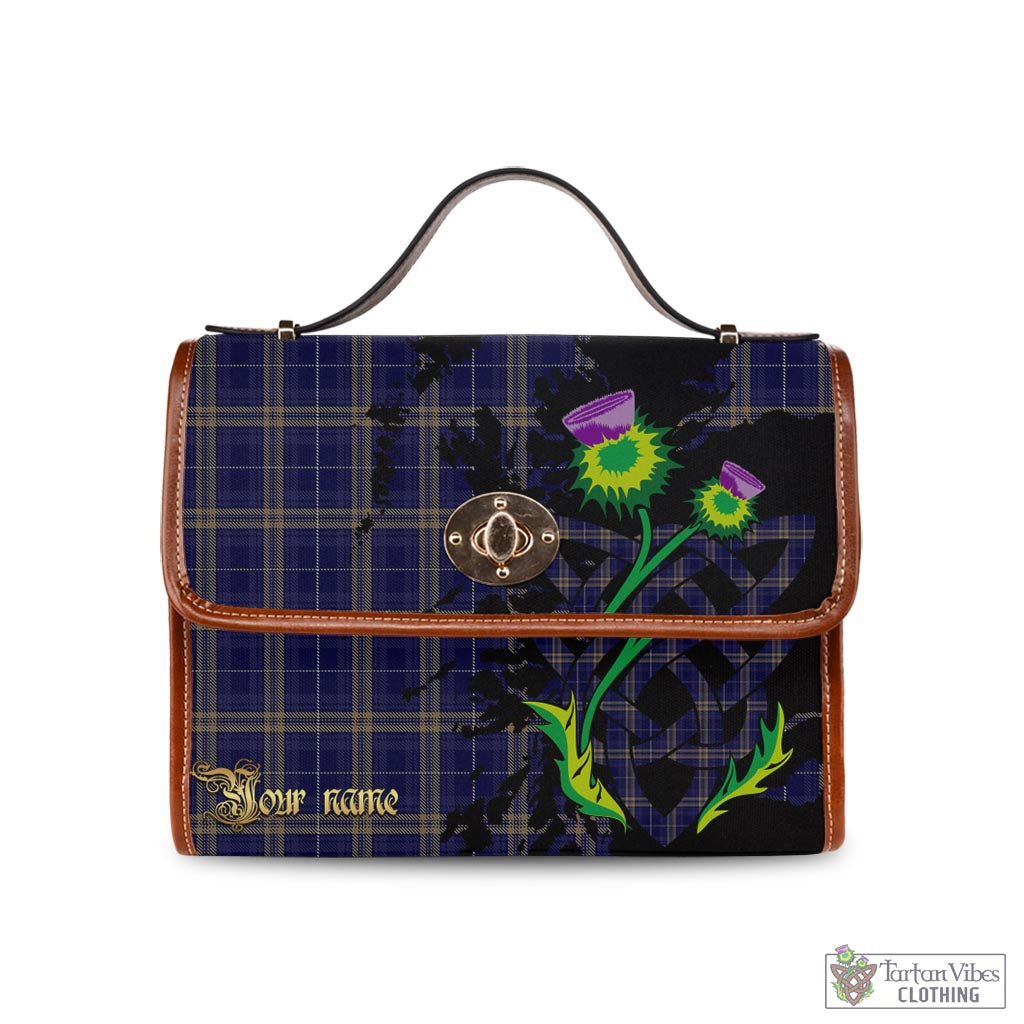 Tartan Vibes Clothing Rhys of Wales Tartan Waterproof Canvas Bag with Scotland Map and Thistle Celtic Accents