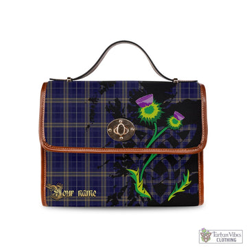 Tartan Vibes Clothing Rhys of Wales Tartan Waterproof Canvas Bag with Scotland Map and Thistle Celtic Accents