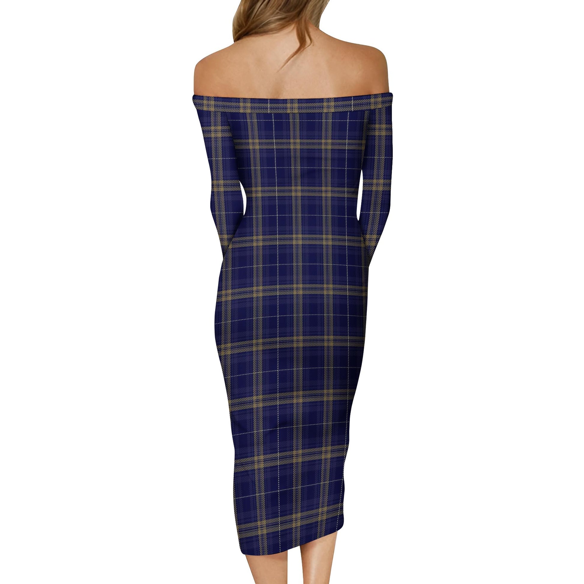 Rhys of Wales Tartan Off Shoulder Lady Dress - Tartanvibesclothing